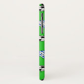 Coques Case-Mate iPhone Chemises de football à rayures bleues et blanches. (Dos/Gauche)