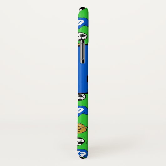 Coques Case-Mate iPhone Chemises De Football Bleu Design. (Dos/Droite)