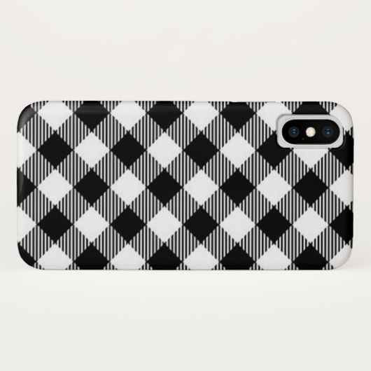 Coques Case-Mate iPhone chèque de buffle, noir et blanc (Dos (Horizontal))