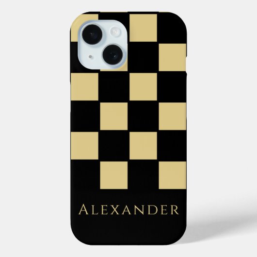 Coques Case-Mate iPhone Chèque noir et or personnalisé (Verso)