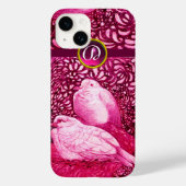 COQUES Case-Mate iPhone CHÈQUES BLANCHES EN MONOGRAMME DE FUCHSIE ROSE (Verso)
