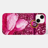 COQUES Case-Mate iPhone CHÈQUES BLANCHES EN MONOGRAMME DE FUCHSIE ROSE (Verso (horizontal))