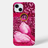 COQUES Case-Mate iPhone CHÈQUES BLANCHES EN MONOGRAMME DE FUCHSIE ROSE (Verso)