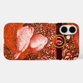COQUES Case-Mate iPhone CHÈQUES BLANCS EN MONOGRAM ROUGE (Verso (horizontal))
