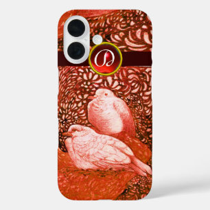 COQUES iPhone 16  CHÈQUES BLANCS EN MONOGRAM ROUGE