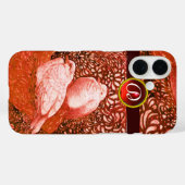 COQUES Case-Mate iPhone CHÈQUES BLANCS EN MONOGRAM ROUGE (Verso (horizontal))