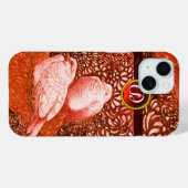 COQUES Case-Mate iPhone CHÈQUES BLANCS EN MONOGRAM ROUGE (Verso (horizontal))