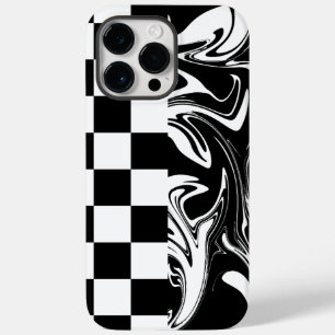 Coque Pour Pour iPhone 14 Pro Max Chèques et tourbillons - Noir et Blanc