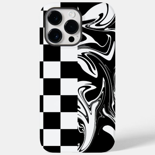 Coques Case-Mate iPhone Chèques et tourbillons - Noir et Blanc (Verso)