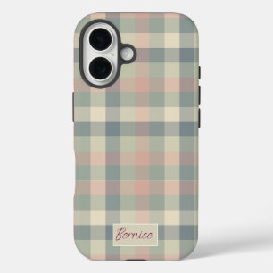 Coques iPhone 16 Chèques Pastel Dusty