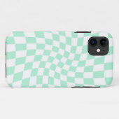 Coques Case-Mate iPhone Chèques Retro Pastel Mint Green Chèques Warped Che (Dos (Horizontal))