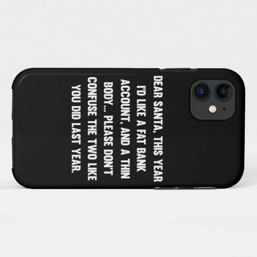 Coques Case-Mate iPhone Cher Père Noël, cette année, j'aimerais un compte  (Dos (Horizontal))