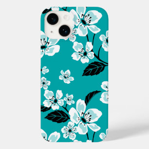 COQUE POUR iPhone 14 CHERRY BLOSSOM - SAKURA (TURQUOISE)