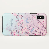 Coques Case-Mate iPhone Cherry Blossoms Paysage rose Turquoise Monogramme (Dos (Horizontal))