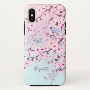 Case-Mate iPhone Case Cherry Blossoms Paysage rose Turquoise Monogramme