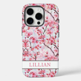Coques iPhone 16 Pro Cherry Blossoms Sakura Monogrammed
