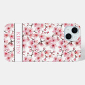 Coques Case-Mate iPhone Cherry Blossoms Sakura Pattern Monogrammed (Verso (horizontal))