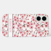 Coques Case-Mate iPhone Cherry Blossoms Sakura Pattern Monogrammed (Verso (horizontal))