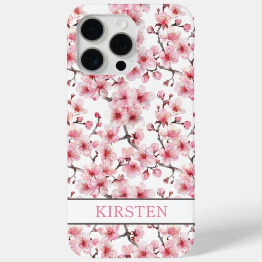 Coques Case-Mate iPhone Cherry Blossoms Sakura Pattern Monogrammed (Verso)