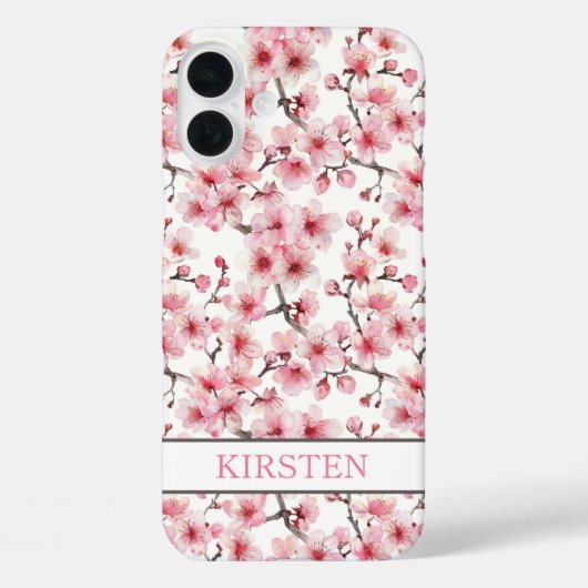 Coques Case-Mate iPhone Cherry Blossoms Sakura Pattern Monogrammed (Verso)
