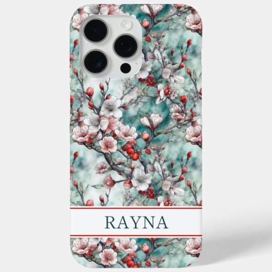 Coques Case-Mate iPhone Cherry Blossoms Sakura Print Monogrammed (Verso)