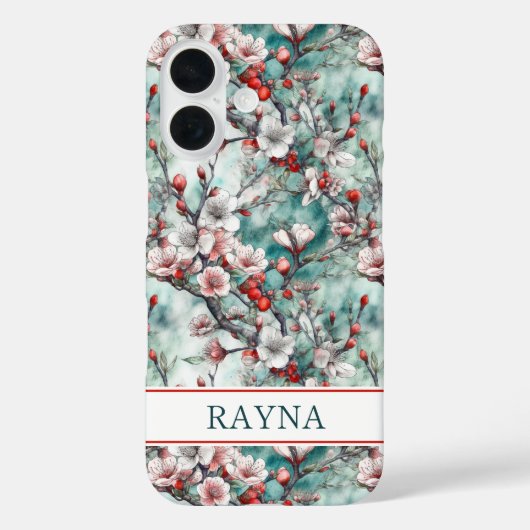 Coques Case-Mate iPhone Cherry Blossoms Sakura Print Monogrammed (Verso)