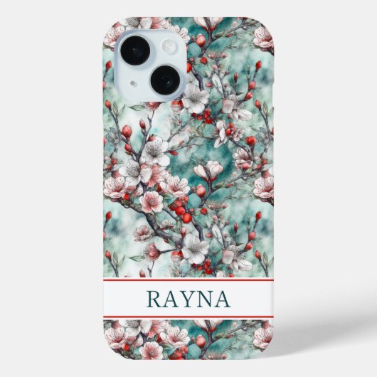 Coques Case-Mate iPhone Cherry Blossoms Sakura Print Monogrammed (Verso)