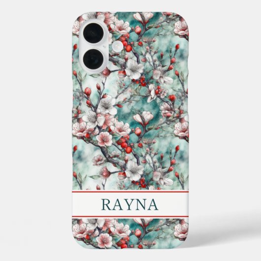 Coques Case-Mate iPhone Cherry Blossoms Sakura Print Monogrammed (Verso)