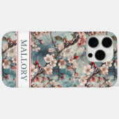 Coques Case-Mate iPhone Cherry Blossoms Teal Sakura Print Monogrammed (Verso (horizontal))