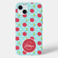Cherry et bleu Polka Motif personnalisé
