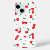 Coques Case-Mate iPhone Cherry Hearts Monogramme personnalisé (Verso)