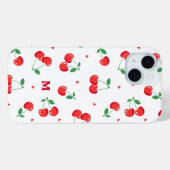 Coques Case-Mate iPhone Cherry Hearts Monogramme personnalisé (Verso (horizontal))