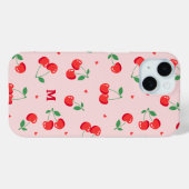 Coques Case-Mate iPhone Cherry Hearts Nom personnalisé Monogramme (Verso (horizontal))