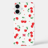 Coques Case-Mate iPhone Cherry Hearts Nom personnalisé Monogramme (Verso)