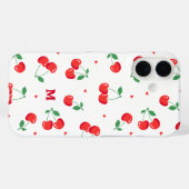 Coques Case-Mate iPhone Cherry Hearts Nom personnalisé Monogramme (Verso (horizontal))