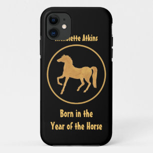 Etui iPhone Case-Mate Cheval à effet or chic sur Arrière - plan noir