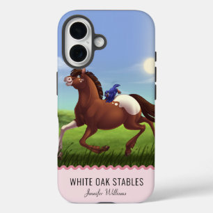 Coques iPhone 16 Cheval au Galop Monogramme Personnalisable