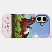 Coques Case-Mate iPhone Cheval au Galop Monogramme Personnalisable (Verso (horizontal))
