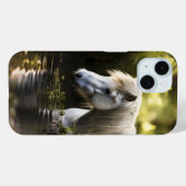 Coques Case-Mate iPhone Cheval blanc dans l'étang (Verso (horizontal))