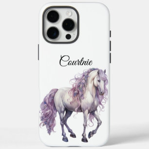 Coques iPhone 16 Pro Max Cheval blanc de Lavande romantique