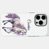 Coques Case-Mate iPhone Cheval blanc de Lavande romantique (Verso (horizontal))