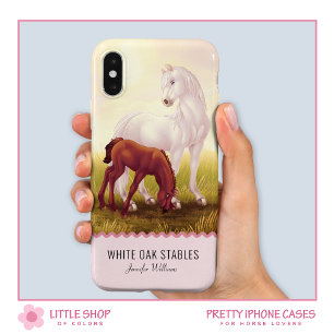 Coque Pour iPhone 14 Cheval Blanc et Poulain Personnalisables