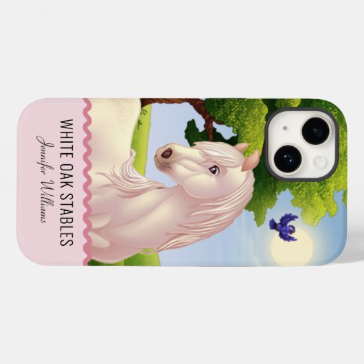 Coques Case-Mate iPhone Cheval blanc Thoroughbred personnalisable (Verso (horizontal))