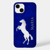Coques Case-Mate iPhone Cheval bleu vif en argent (Verso)