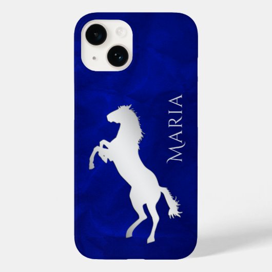 Coques Case-Mate iPhone Cheval bleu vif en argent (Verso)