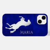 Coques Case-Mate iPhone Cheval bleu vif en argent (Verso (horizontal))