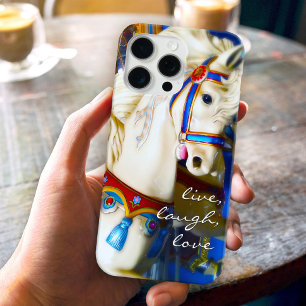 Coques iPhone 16 Pro Max Cheval de carrousel Photo Vivre Rire Aimer Coloré