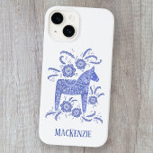 Coques Case-Mate iPhone Cheval de Dala suédois Personnalisé Bleu