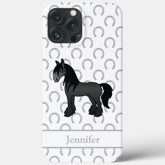 Coques Case-Mate iPhone Cheval de dessin animé Black Gypsy Vanner Clydesda (Verso)