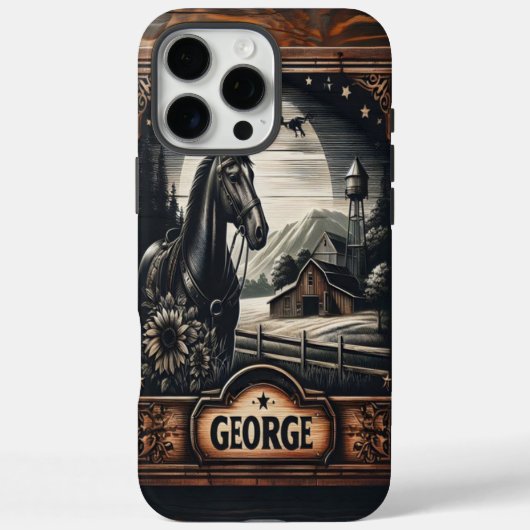 Coques Case-Mate iPhone Cheval de ferme au clair de lune (Verso)